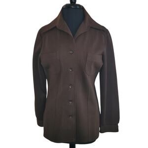 VTG Jantzen 70s Shirt Jacket Brown Tailored USA Made Shacket Retro Blazer L